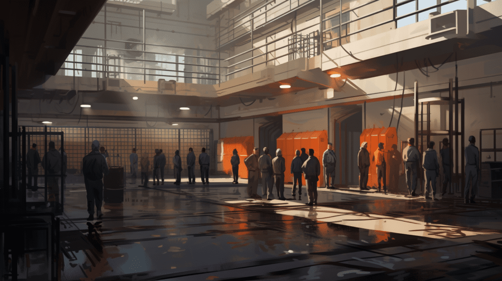 Zimbardo's Stanford Prison Experiment, by Midjourney