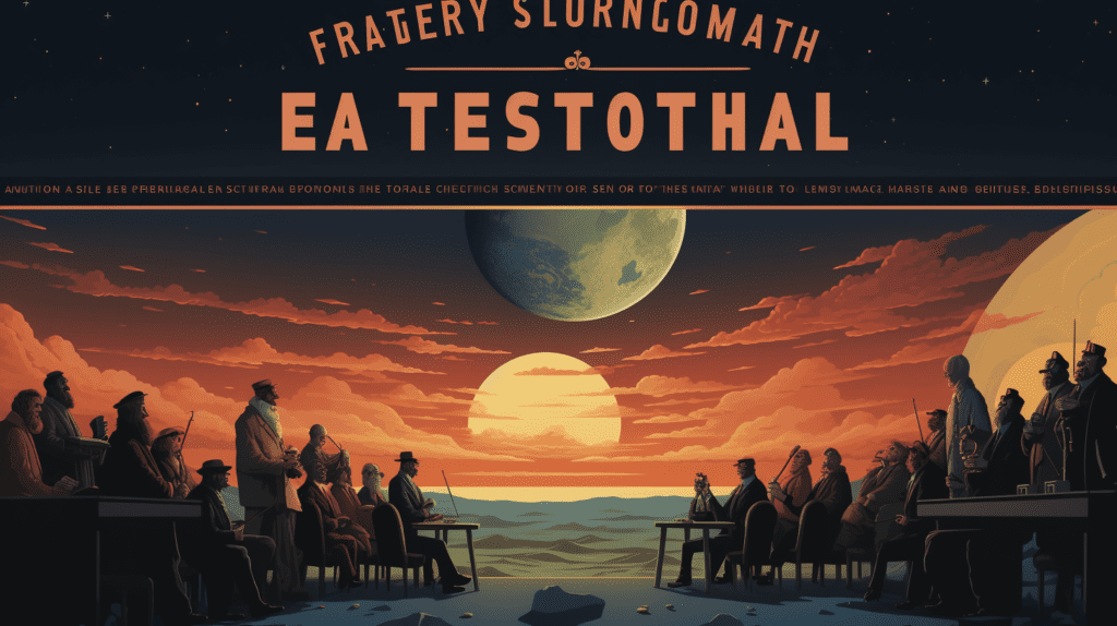 The Flat Earth Society's annual meeting poster, as imagined by Midjourney