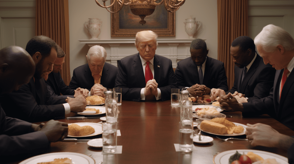 The National Prayer Breakfast, Donald Trump presiding -- by Midjourney