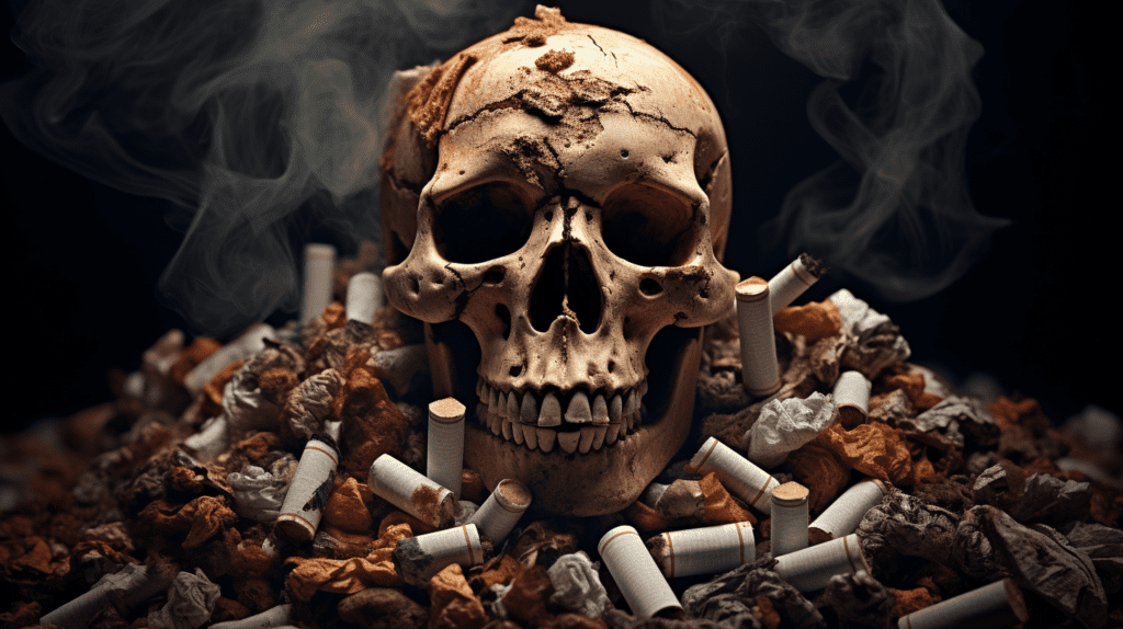 smoking and the disinformation campaign of Big Tobacco leading to science denialism, by Midjourney
