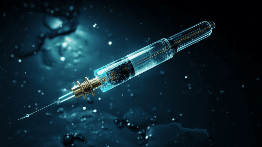 a vaccine needle, by Midjourney