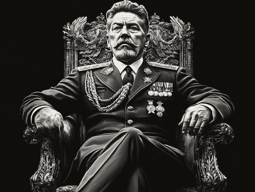 the moustachio'd dictator