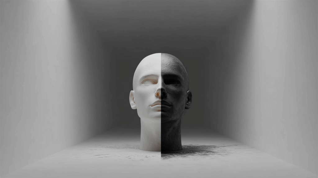 black and white thinking, illustrated