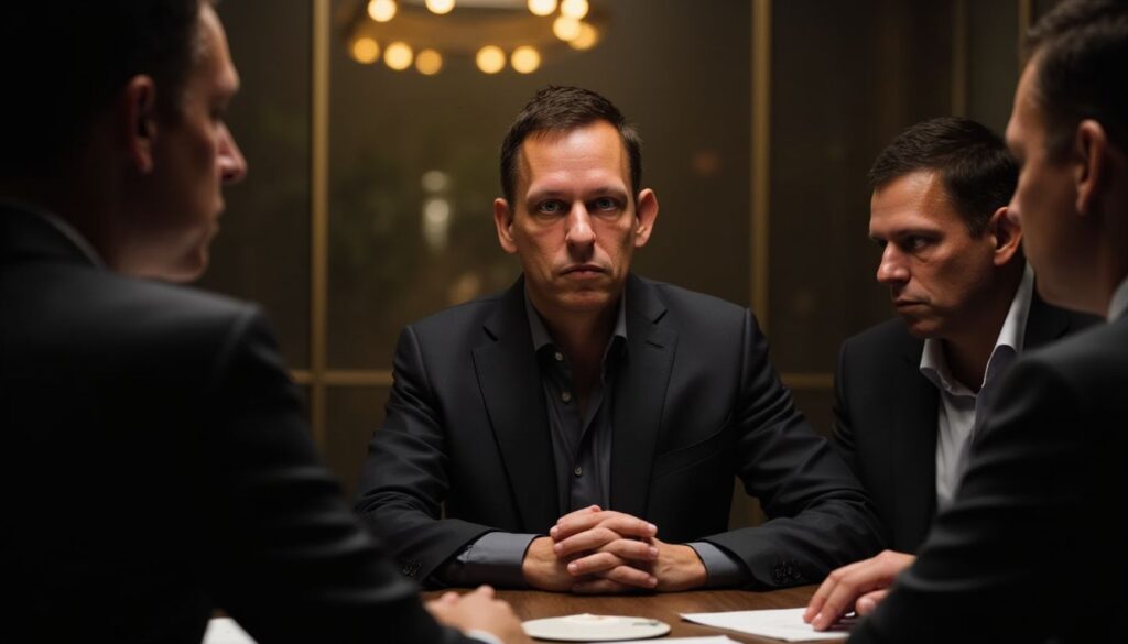 Peter Thiel at an imaginary round table of Peter Thiels
